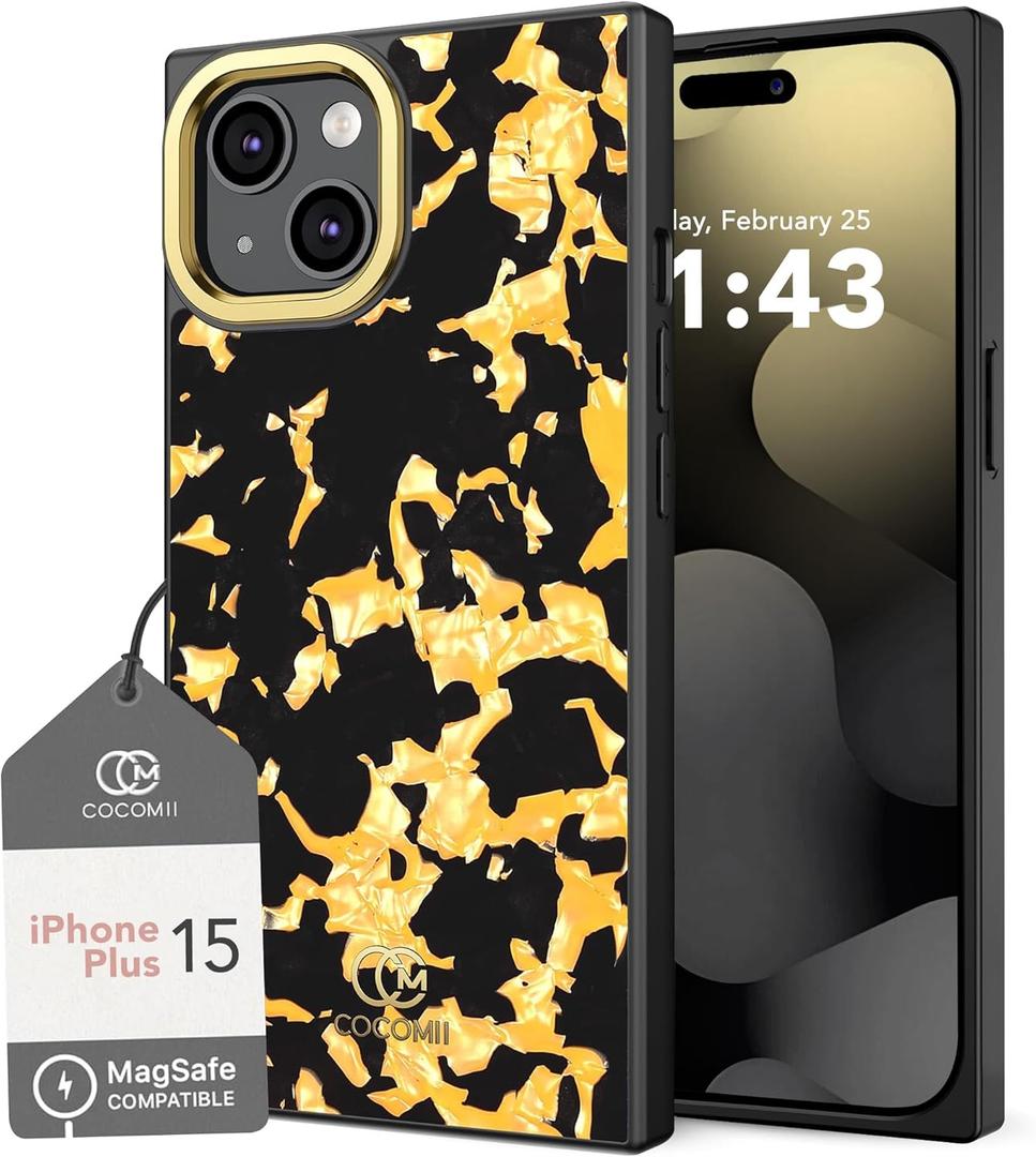 Cocomii - Rectangle Case Compatible with iPhone 15 Plus - Compatible with MagSafe, Opalescent Pearl, Camera Protector, Glossy, Magnetic Phone Case for iPhone 15 Plus 6.7 inch, Tortoise (iPhone 15 Plus 6.7", Tortoise)