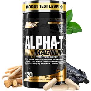 Nutrex Research Alpha-T Magnum Testosterone Support for Men | Anabolic Supplement with Tongkat Ali, Fadogia Agrestis, Shilajit and Ashwagandha | Muscle Builder for Strength, Growth & Hormone Balance