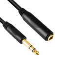 Devinal 6.35mm 1/4" inch TRS Plug Male to 1/4 Female Headphone Guitar Extension Cable Cord, Gold Plated Audio Cable Stereo Extender, 6 feet (1.8 M)