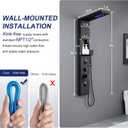 ROVATE 6 in 1 LED Rainfall Waterfall Shower Panel with Shelf, Matte Black