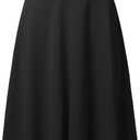 SSOULM Women's High Waist Flare A-Line Midi Skirt Black XL