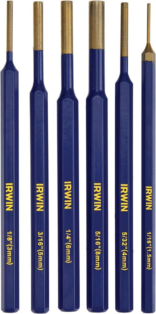 IRWIN Punch Set, 6-Pack with Various Sizes, Tempered for Durability (IRHT82531) IRWIN Punch Set, 6-Pack with Various Sizes, Tempered for Durability (IRHT82531)
