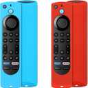 5 x Pinowu Silicone Remote Case (2pcs) Compatible for Firestick 4K Max/Insignia/Pioneer/Fire TV 4-Series/Omni (QLED) Series Alexa Voice Remote Enhanced w/Lanyard (Red and Turquoise)