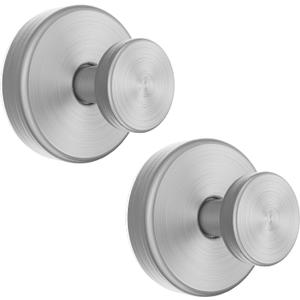 Shower Hooks for Inside Shower, Vacuum Suction Cup Hooks for Glass Window, Mirror, No Drill Towel Hooks for Bathrooms, Bath Robe Coat Looafh Wreath Hook for Hanging - 2 Pack, Silver