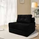 ANONER Sectional Cloud Couch, Folding Sofa Bed with Memory Foam & Pillow, Convertible Futon Chair Floor Couch, Boneless Chaise Lounge, Fold Out Sleeper Chair for Living Room, Bedroom, Black