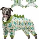 CuteBone Dinosaur Costume Dog Pajamas, Stretchy Spandex Crystal Velvet Sleepwear Coat for  Dogs, Soft & Warm Pet Outfit Clothes for Cold Weather, Cozy Pullover Design, XXL
