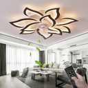 32''Ceiling Fans with Lights and Remote, Modern Flush Mount Ceiling Fan with Dimmable LED Light 3 Color Temperatures 6 Gear Wind Speed Bladeless Ceiling Fan for Kids Room Living Room