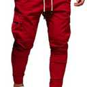Men's Casual Pants - Cotton Chino Cargo Pants for Hiking and Outdoor Recreation, Drawstring Sweatpants in Twill Track Jogging.Size 32