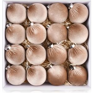Velvet Ornaments for Christmas Tree Decorations - Brown Christmas Ball Ornament for Indoor Holiday Decor - Shatterproof Xmas Bulbs Ornaments 80mm 3.15inch - Pack of 16