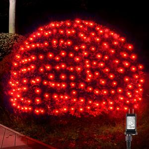 BlcTec Outdoor Christmas Lights 360 LED 9.8ft x 6.6ft Christmas Net Lights with 8 Modes, UL Certified, Timer, Connectable, Waterproof for Trees, Bushes, Shrubs, Yard Outdoor Xmas Decorations, Red