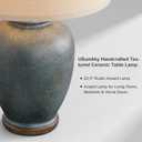 USumkky 25" Boho Ceramic Table Lamp for Living Room Bedroom Vintage Blue
