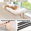Cloud-Soft Cat Window Sill Perch with Zipper Designed Cushioned Bed, Supportive Cat Window Seat with Premium Solid Wood & Sturdy Metal Frame, Pet Hammock Bed for Large Cats (Medium, White)