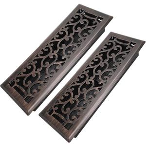 Howeall 4x14 Inches 2 Pack Heavy Duty Walkable Floor Register - Easy Adjust Air Supply Lever Decorative Floor Vent Covers, Savannah Design Vent Covers for Home - Oil Rubbed Bronze