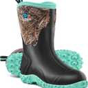 Trudave Rubber Boots for Women with Steel Shank, 6mm Neoprene Mid Calf Rain Boots, Waterproof Insulated Mud Work Boots All Season, Size 8