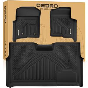 OEDRO Floor Mats Fit for 2010-2014 Ford F-150 SuperCrew/Crew Cab with 1st Row Bucket Seat, TPE All-Weather F-150 Truck Liners, 1st & 2nd Row, Black