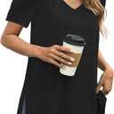 JomeDesign Summer Tops for Women Short Sleeve V Neck Shirts Side Split Loose Casual Tunic Tops (Black, XL)