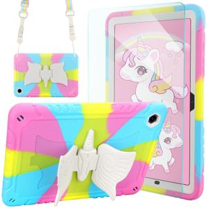for Samsung Galaxy Tab A9 Plus Case Kids Girls for Samsung A9+ 11 inch Case 2023 Release (SM-X210/X216/X218) with Screen Protector/Shoulder Strap/Unicorn Stand Heavy Duty Shockproof Protective Cover