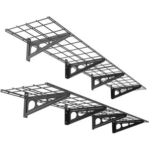 FLEXIMOUNTS 12-inch-by-72-inch Wall Shelf Garage Storage Rack Wall Mounted Floating Shelves,1x6ft ,Black, 2-Pack