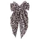 Leopard Print Velvet Large Hair Bow Long Tail Bowknot Hair Barrette Clip 8.26 Inch Women Girls Fall Winter Ponytail Holder Hair Accessories