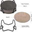 Drink Coasters, 12 Pcs with Holder, Dual Sided Non-Slip Washable Faux Leather Cup Coasters (Gray Beige)