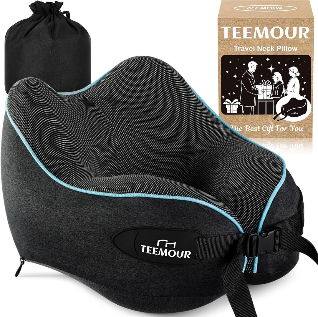 Neck Pillow for Traveling, Travel Neck Pillow for Airplane Memory Foam Travel Pillow for Flight Headrest Sleep with 360 Support Portable, Travel Essentials Birthday Gifts for Women Men Mom Dad (Adult Regular Size)