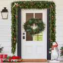 2PCS 9FT Christmas Cedar Garland with 100 Led Lights, Full 240 Pine Branches, Realistic Garland Artificial Greenery for Fireplace,Wall Indoor Outdoor Decorations