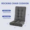 Rocking Chair Cushion, Premium Corduroy Seat and Back Cushion with Ties, Suitable for Indoor/Outdoor Rocker, Pack of 2, Grey