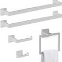 BOZWELL 5 Piece Brushed Nickel Stainless Steel Towel Bar Set, 23.6 inch Square Bathroom Hardware Accessories Set,Wall Mounted Towel Racks for Bathroom