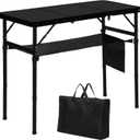 LOFTEY Folding Camping Table with 3 Adjustable Height, 3ft Foldable Aluminum Camp Table, Lightweight with Storage Bag, Portable for Outdoor, BBQ, Hiking, 34.2" x 15.7" x 27.5", Black