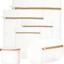 6 Pcs Mesh Laundry Bag Sturdy Zipper Mesh Wash Bags for Delicate Underwear Clothes Socks Shoes (Beige)