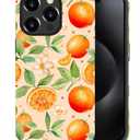 for iPhone 15 Pro Case,for Girl Women Boy Hard Hybrid Shell Shockproof Silicone Full Body Protective Case for iPhone 15 Pro Fresh Orange Fruit Pattern