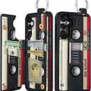 Shorogyt for Samsung Galaxy S24/for Galaxy S25 Wallet Case with Card Holder - Designer Cassette Tape Pattern Kickstand Magnetic Clasp Back Flip Folio Leather Phone Cases for S24 for Women Girls