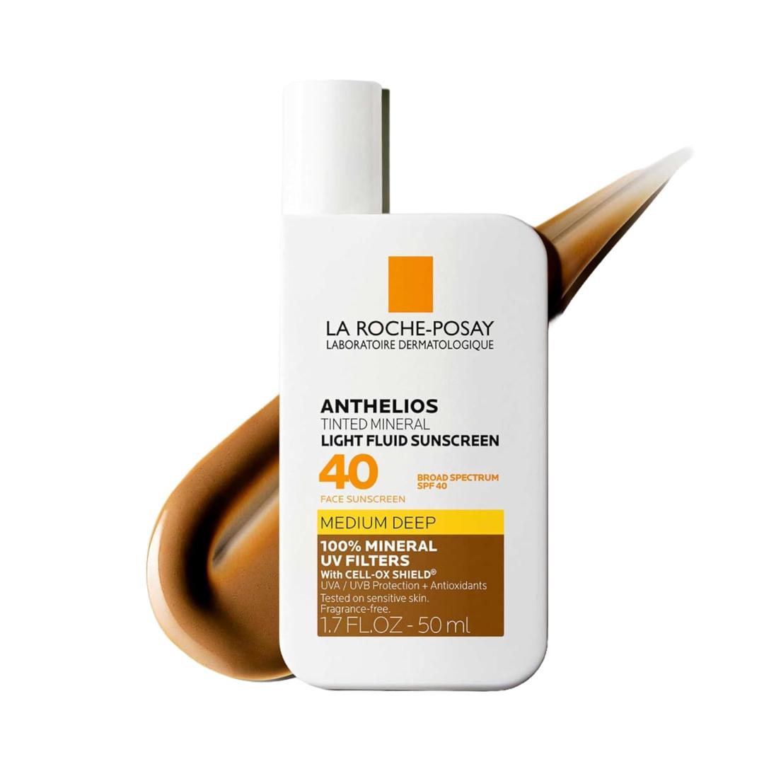La Roche-Posay Anthelios Sunscreen SPF 50, Ultra-Light Fluid Broad Spectrum SPF 50, Face Sunscreen with Titanium Dioxide Mineral, Lightweight & Fast-Absorbing, Oil-Free, Matte Finish (Medium/Deep)