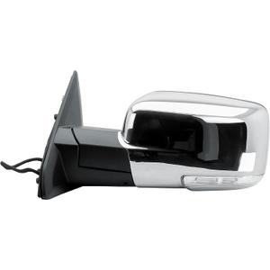 Driver Left Side Door Mirror Electric Heated Glass Power Folding Chrome Back Cover with Turn Signal Light Puddle Light Temperature Sensor for Ram 1500 2500 3500 2008-2018, 1500 Classic 2019-2024
