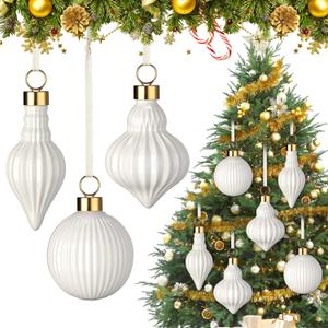 Soulchen 3 Pcs 3.14 in Vintage Christmas Porcelain Ornaments for Tree Ceramic Blank Ornaments White Final Porcelain Hanging Decorative Balls DIY for Xmas Tree Party Holiday Decoration Painting Crafts