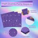 100Pcs Purple Glitter Party Decorations Demon Purple Sparkling Holographic Laser Paper Plates Napkins Disposable Tableware Set for Hunters Birthday Wedding Disco Bachelorette Party Supplies Serves 25