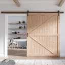 FREDBECK 60in x 84in Wood Barn Door with 10FT Barn Door Hardware Kit Included K Shape Solid Spruce Panel Need to Assembly