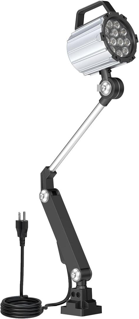 Articulating Led Work Light, 18W Machine Lights, 1800 Lumens Flexible Wood Lathe Light Drill Press Lighting 110-220v