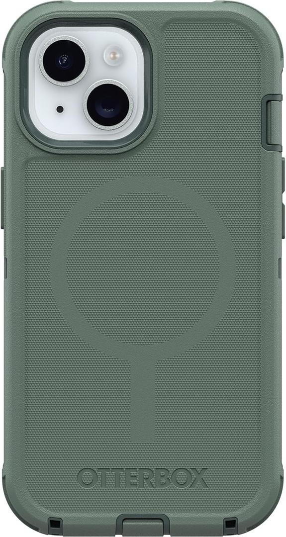 OtterBox Defender MagSafe Case for iPhone 17e, 16e, iPhone 15, iPhone 14, iPhone 13 7X Military-Grade Drop Protection, Rugged Grip Texture, Strap Anchors, Port Covers Non-Retail Packaging Green