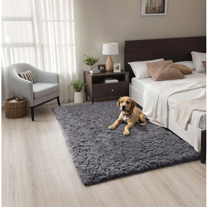 Small Throw Rugs for Bedroom, 36"x86" Non Slip Mini Area Rug, Fluffy Washable Rug, Affordable Fluffy Grey Carpet, Door Entryway Indoor Inside Front Entrance Dog Mat, Home Decor Aesthetic, Nursery