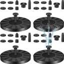 4 Pack Solar Bird Bath Fountain Pump with 6 Nozzle Water Floating Solar Fountain Panel Powered Bird Bath for Pond Garden Fish Tank Pool(5.1 Inch)