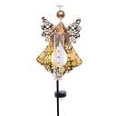 GIBMIDSER Solar Rain Gauge Outdoor 39'' Metal Angel Stake Solar Powered Garden Decorative Lights Large Digital Plastic Tube Waterproof LED Lights Memorial Gift for Lawn, Patio, Yard