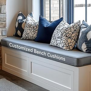 Custom Size Bench Cushion for Indoor/Outdoor Furniture,Waterproof Window Seat/Piano Bench/Swing Cushion (Custom Sizes/Colors/Non-Slip Method)