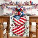 3 x Artscope Love Heart Eucalyptus Patriotic 4th of July Table Runner, Memorial Day Kitchen Dining Table Decoration for Independence Day Home Decor 13x72 Inch