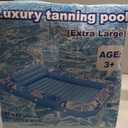 Inflatable Tanning Pool Lounger Float with Protection Tarp, 85" x 57" Pool Floats Adult with Pillow, 6 in 1 Suntan Tub Raft Floatie, Sunbathing Water Bed Lounge Blow Up Kids Ball Pit Party Gifts-Blue, X-Large
