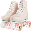 Jessie Roller Skates for Women Men, High Top PU Leather Classic Double-Row, Indoor Outdoor, Beginner (US 7)