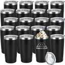 YOUKE OLA 20 Pack Stainless Steel Tumbler Bulk Insulated Vacuum Travel Mug Powder Coated Coffee Mug Gift for Laser Engrave, 20oz Black