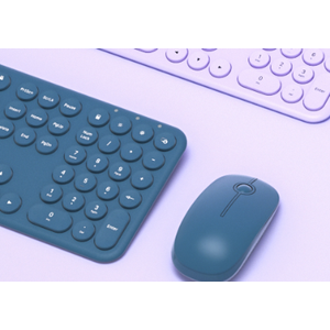 Cute Keyboard and Mouse Wireless for PC Computer/Laptop/Windows/Mac/Tablets, Ultra-Thin 2.4GHz USB Cordless Full-Sized Silent Retro Computer Keyboard Mouse Combo (Purple)