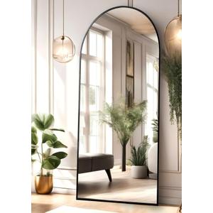 Floor Mirror, Full Length Mirror with Stand, Arched Wall Mirror, 26"x68" Mirror, Black Floor Mirror Freestanding, Wall Mounted for Bedroom Living Room, Black