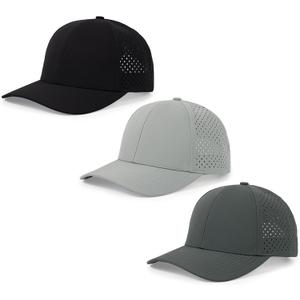 Quick Dry Baseball Cap Curved Brim Snapback Hat Laser Cut Mesh Ball Cap Golf Ball Cap for Men Women (One Size, Black-grey-darkgrey)